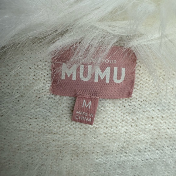 Show Me Your MuMu White Teddy Jacket with Faux Fur Trim - Picture 4 of 4